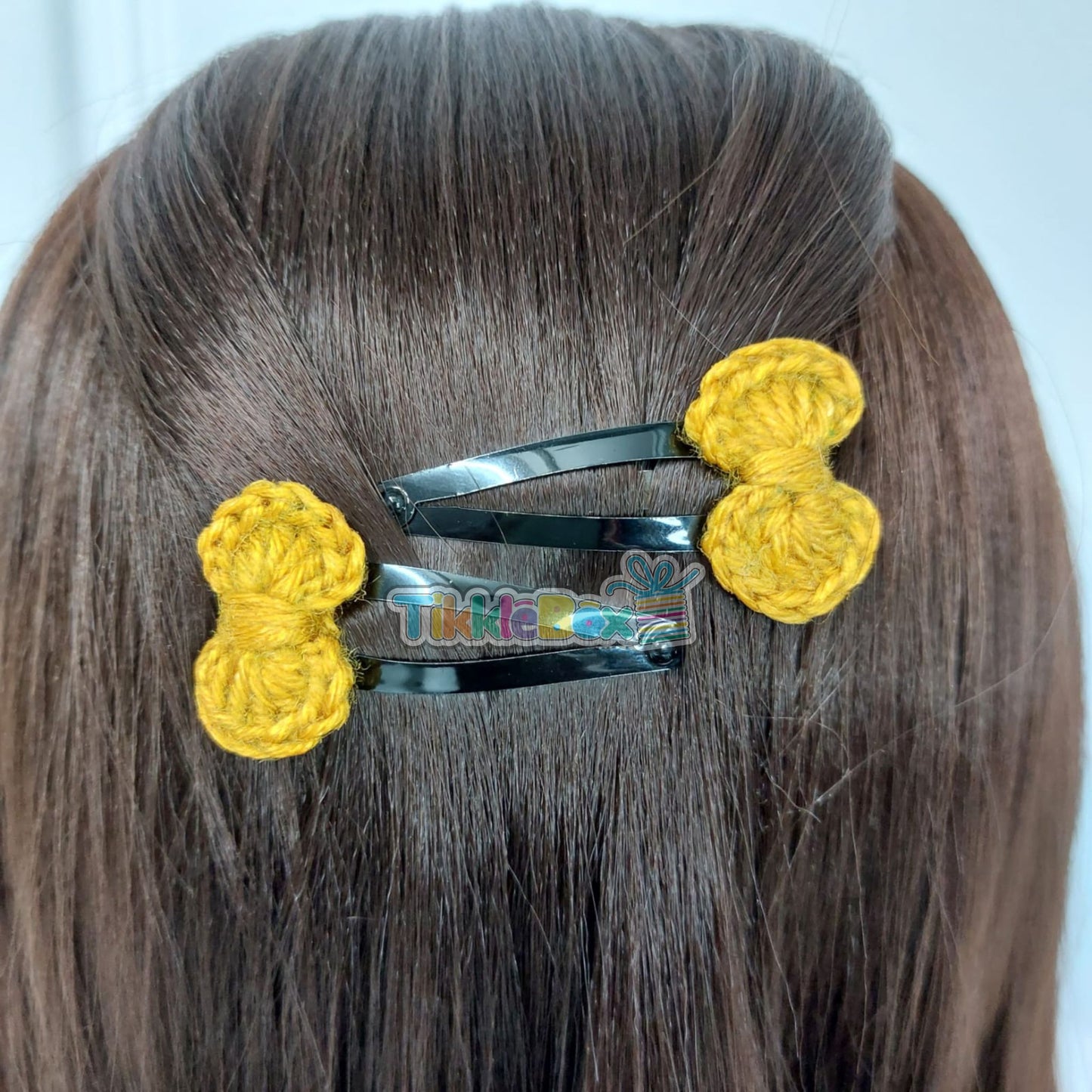 Crochet Bow Hair Clip - Yellow