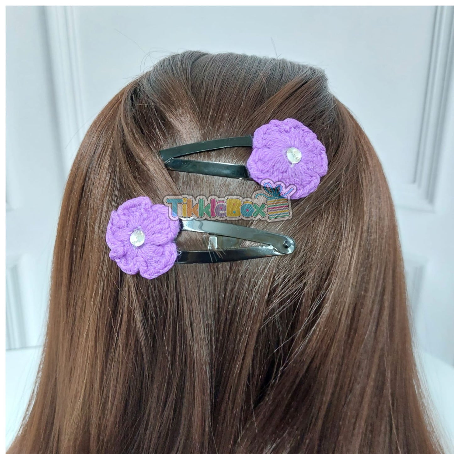 Crochet Flower Hair Clip - Purple