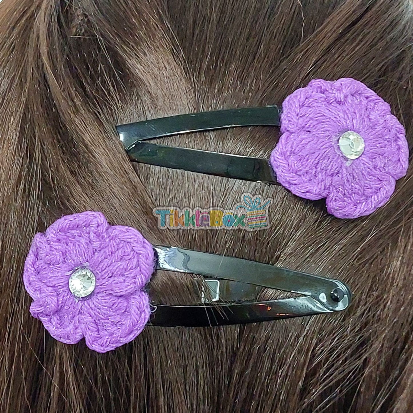 Crochet Flower Hair Clip - Purple