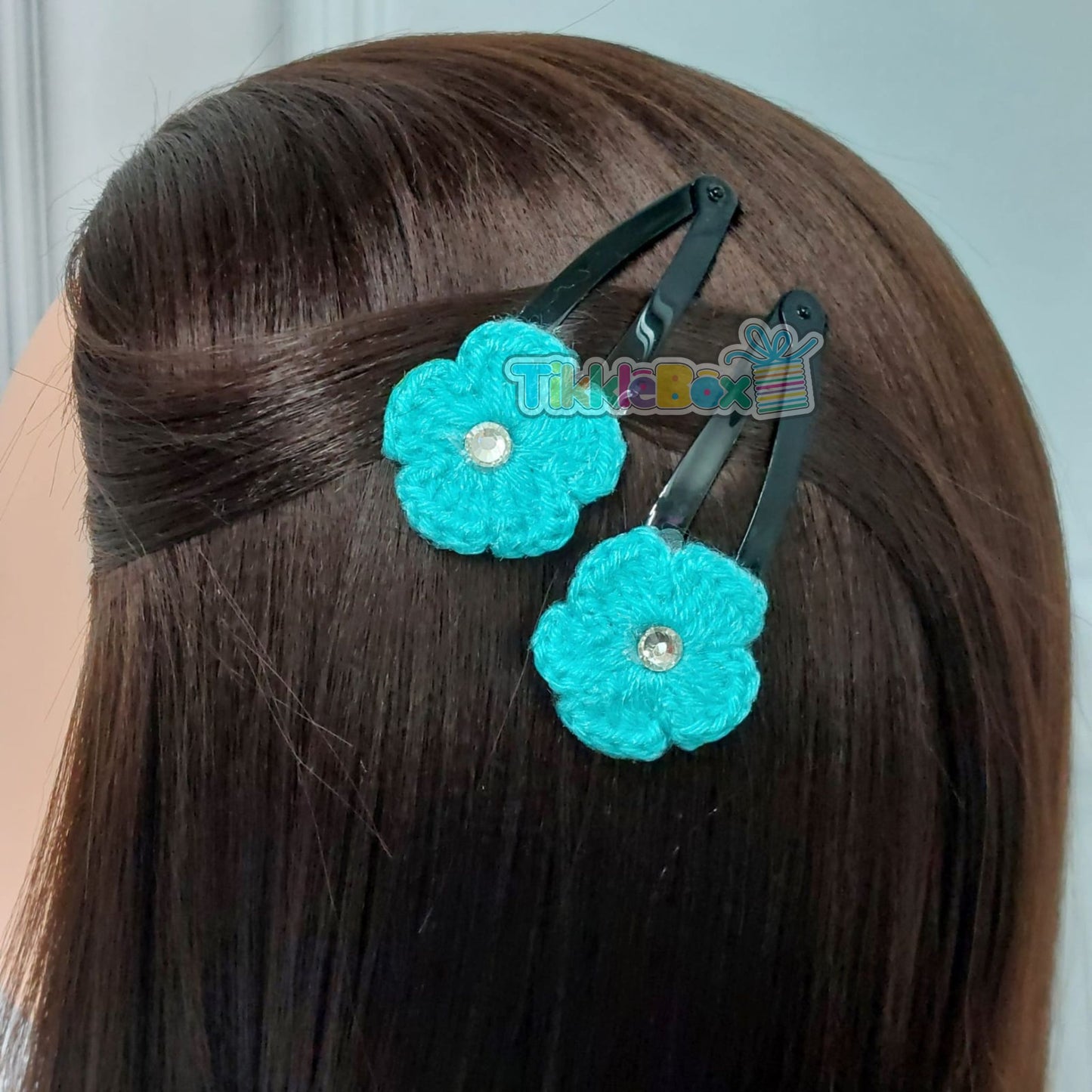 Crochet Flower Hair Clip - Sea Green