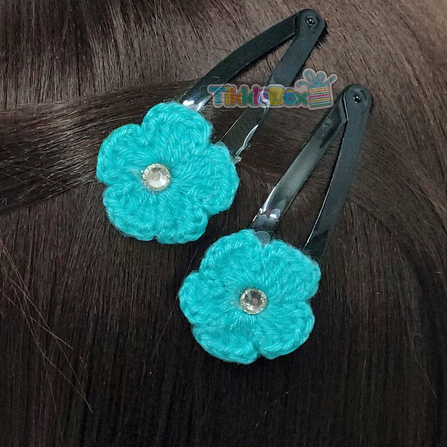 Crochet Flower Hair Clip - Sea Green