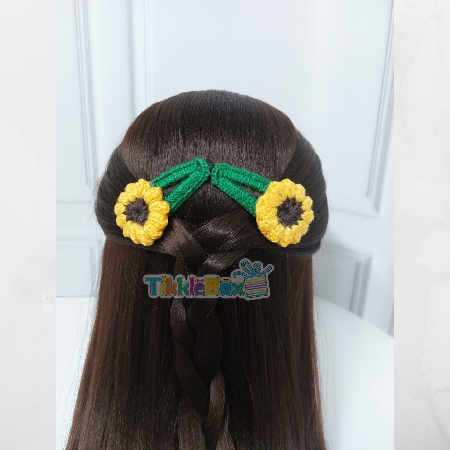 Crochet Sunflower Clip - Yellow & Green