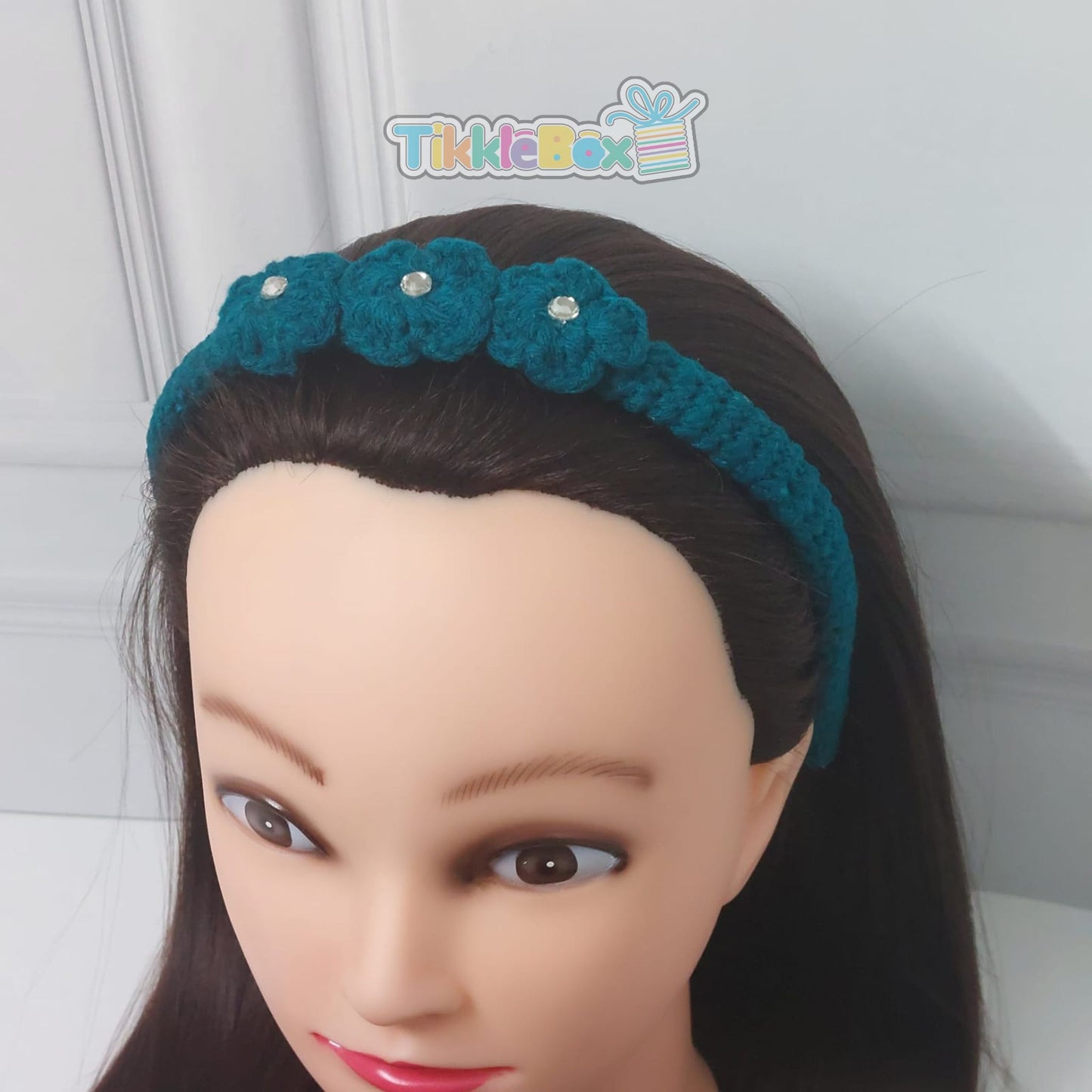 Crochet Flower Headband - Teal