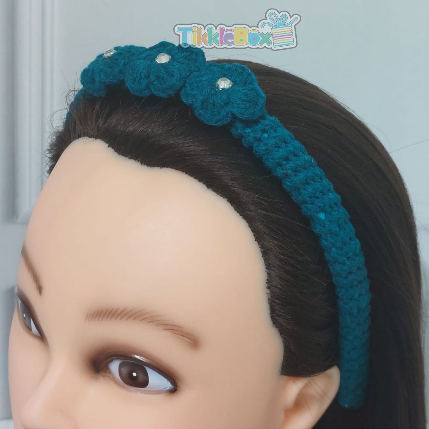 Crochet Flower Headband - Teal