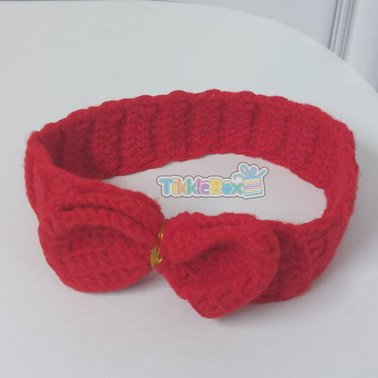 Crochet Bow Headband - Red