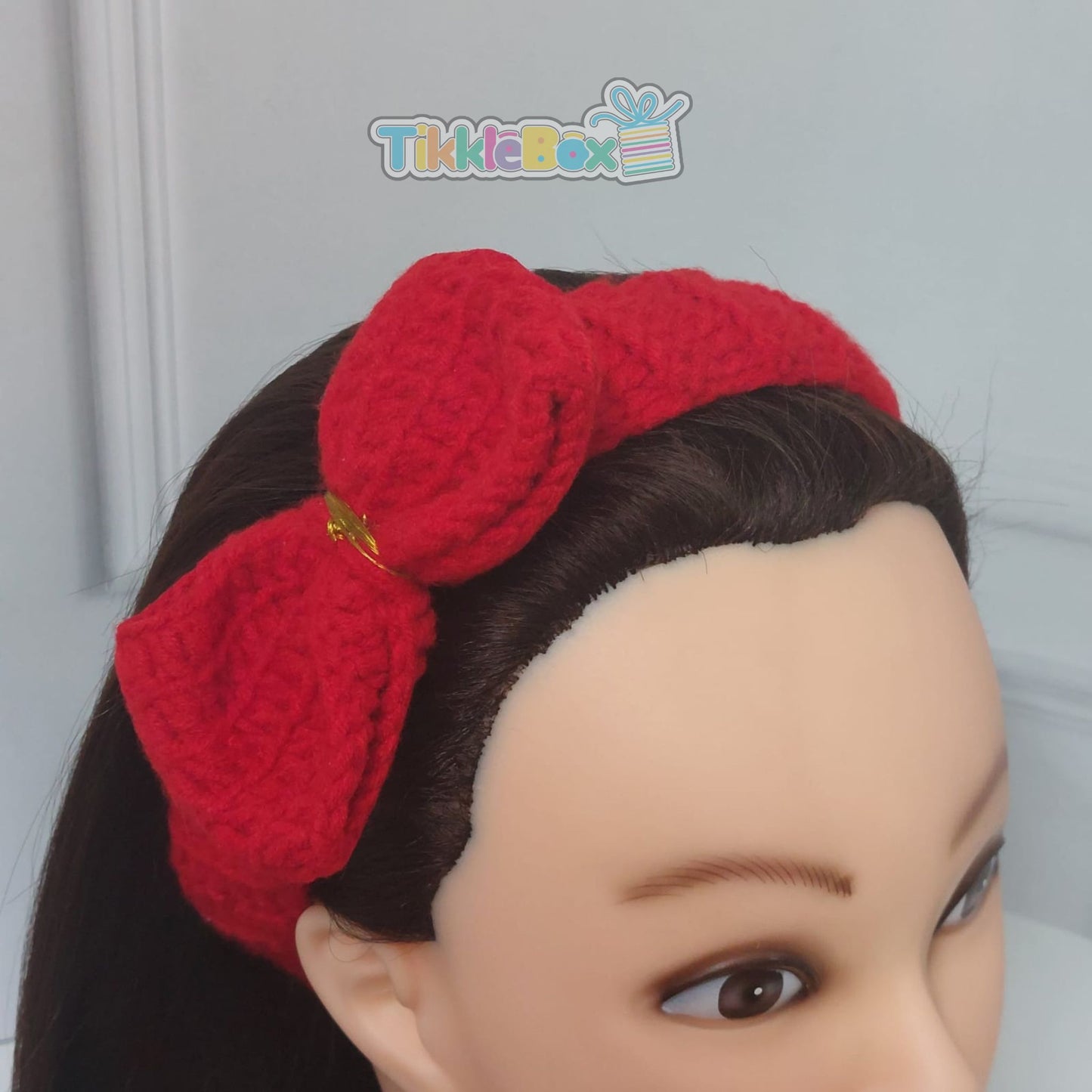 Crochet Bow Headband - Red