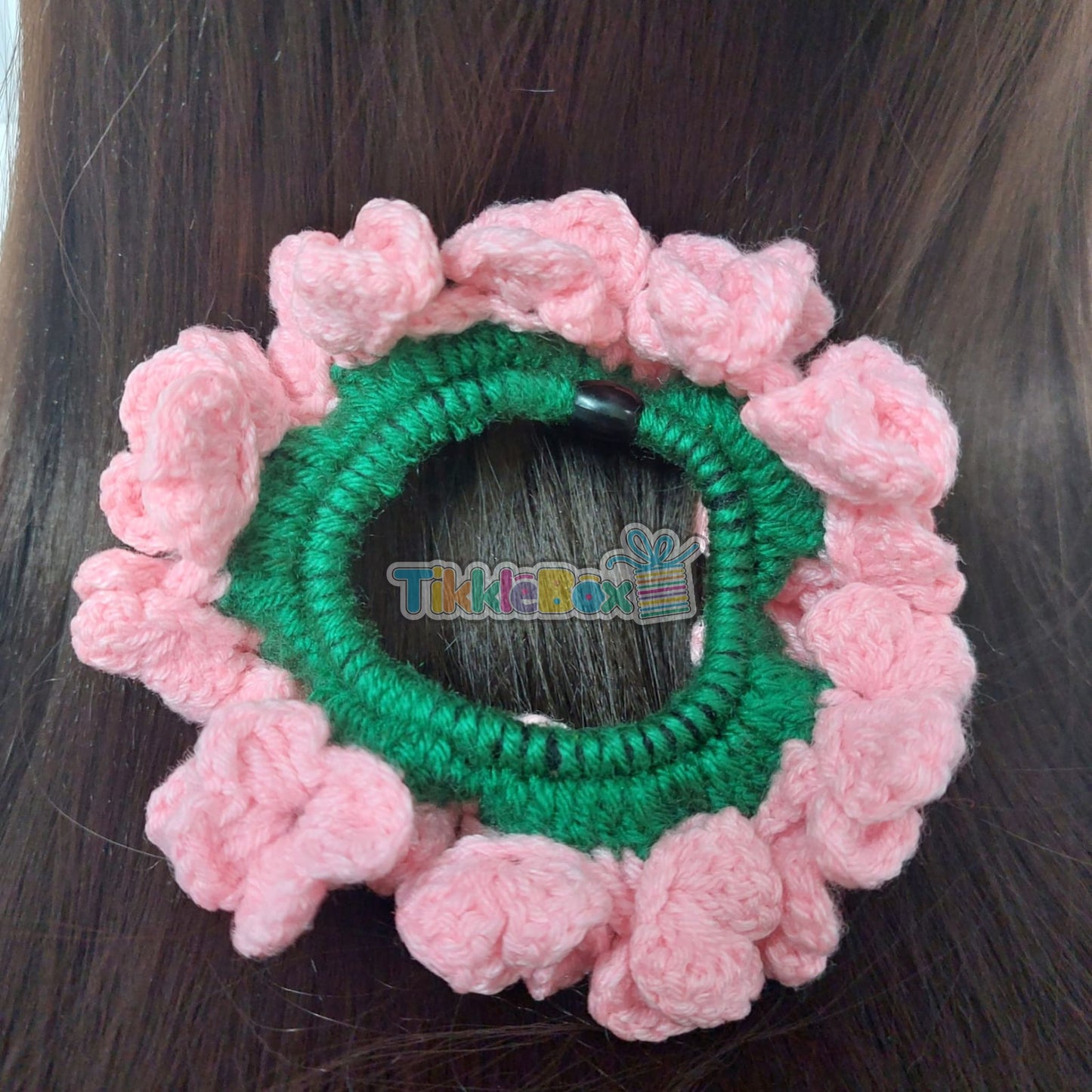 Crochet  Rubberband - Pink & Green