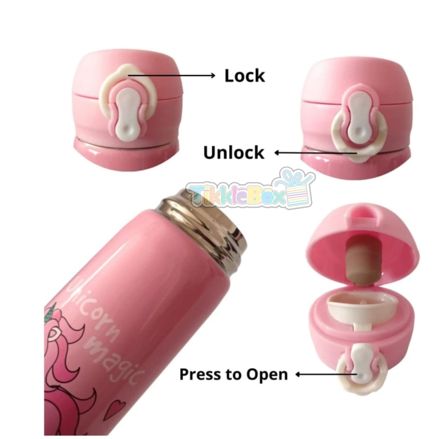 Unicorn Steel Vacuum Flask - Pink