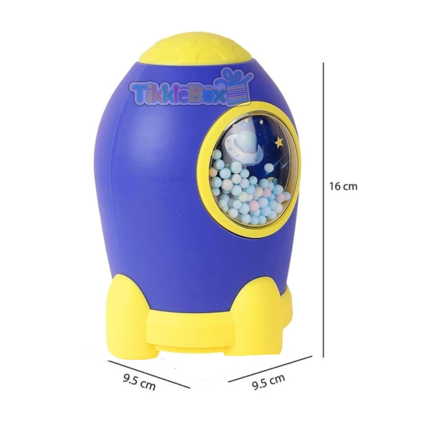 Rocket Piggy Bank - Blue & Yellow