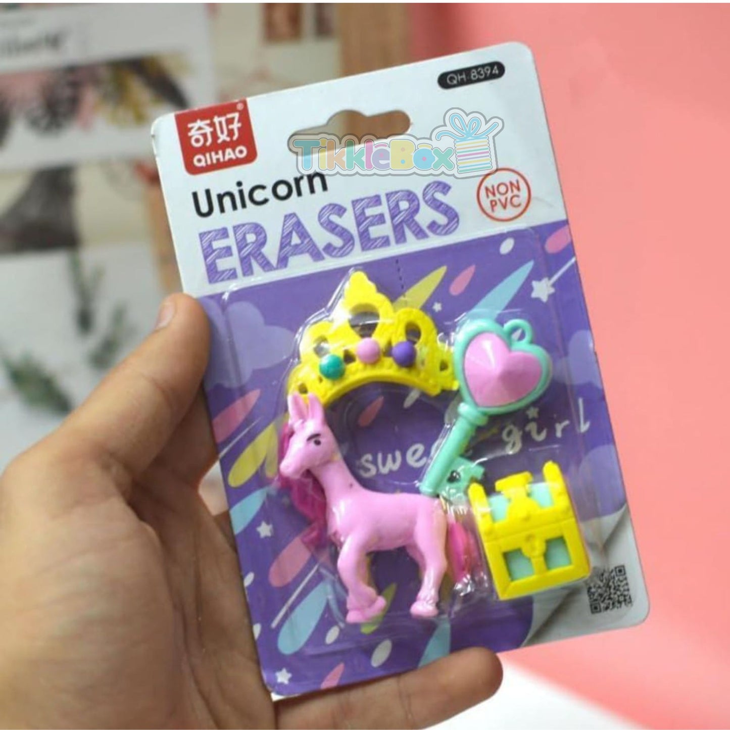 3D Unicorn Card Erasers - Pack of 4pcs