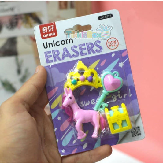 3D Unicorn Card Erasers - Pack of 4pcs