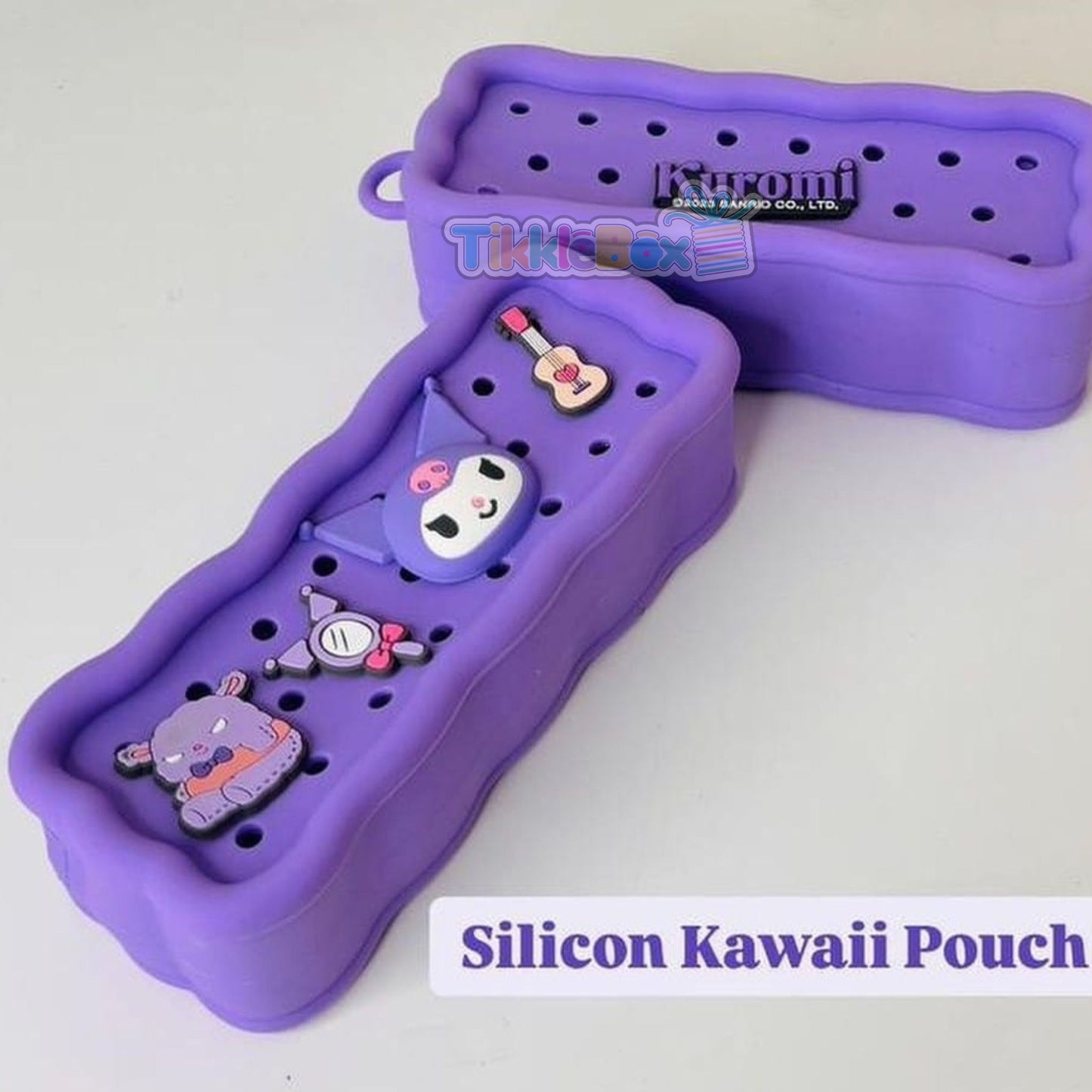 Kawaii Silicone Pencil Pouch - Purple