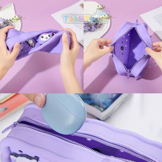 Kawaii Silicone Pencil Pouch - Purple