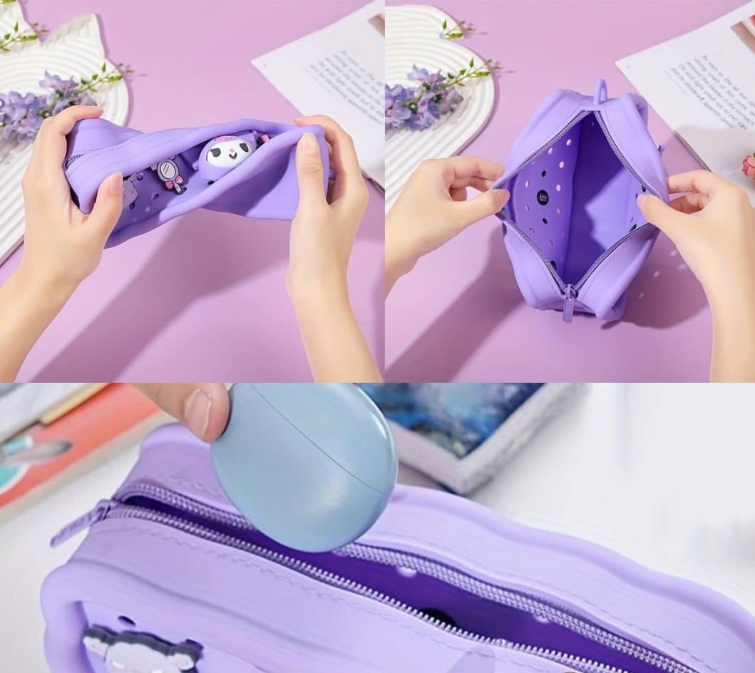 Kawaii Silicone Pencil Pouch  - Blue